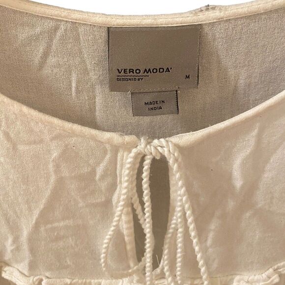 Vero Moda Boho Tie-front Peasant Top Hippie M - Picture 3 of 5
